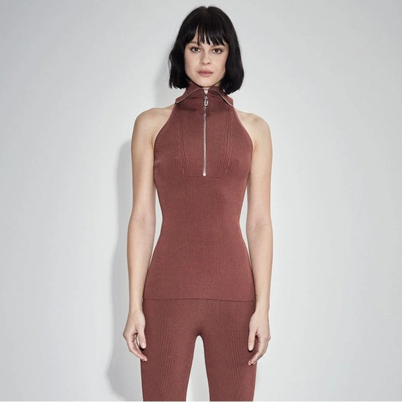 Et Ochs Women's Emily Rib Zip Polo Tank Top Shirt Size Large - Picture 1 of 13